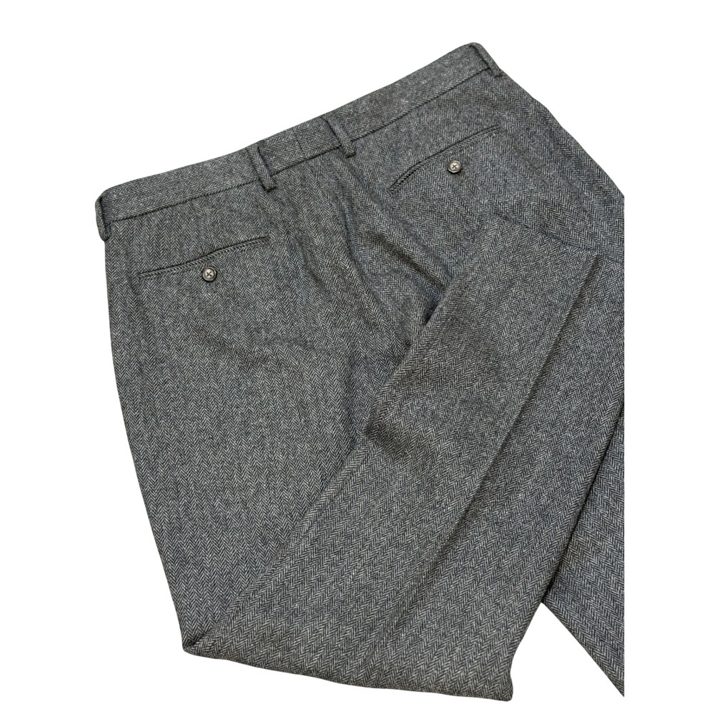 J.Crew Ludlow Slim Fit Herringbone Tweed Wool Blend Pants Gray Mens 34x30 K2614